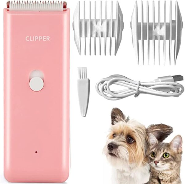 Favrison Dog Grooming Clippers Professional Dog Clippers with 2 Blades for Pet Hair Trimming, Rechargeable Cordless Pet Grooming Clippers for Dogs Cats Rabbits (Pink)