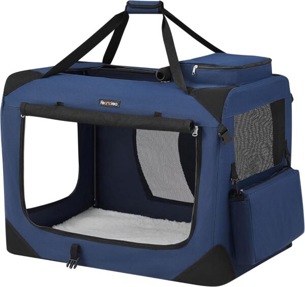 Feandrea Foldable Pet Carrier Bag, Portable Cat Dog Carrier, Soft Sided Pet Travel Carrier with Breathable Mesh, with Handles, Storage Pockets, 81 x 58 x 58 cm, Dark Blue PDC80Z