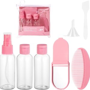 Flintronic Travel Bottles Set for Toiletries, Leak-Proof Silicone Travel Containers, Small Mini Empty Squeeze Bottles Travel Accessories for Toiletries, Shampoos, Conditioner and Lotion-Pink