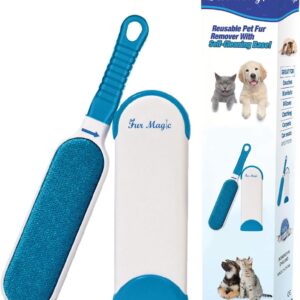 Fur Magic Pet Hair Remover Lint Brush With Self-Cleaning Base, Reusable Fluff Remover for Clothes, Double-Sided Fur Cleaner for Dog and Cat