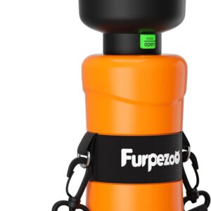 Furpezoo Dog Water Bottle, 800 ml, Water Bottles for Dogs and Cats,Lightweight Pets Dog Drinking Bottle with Foldable Silicone Water Bowl, for Outdoor Walks, Hiking, Travel, Orange