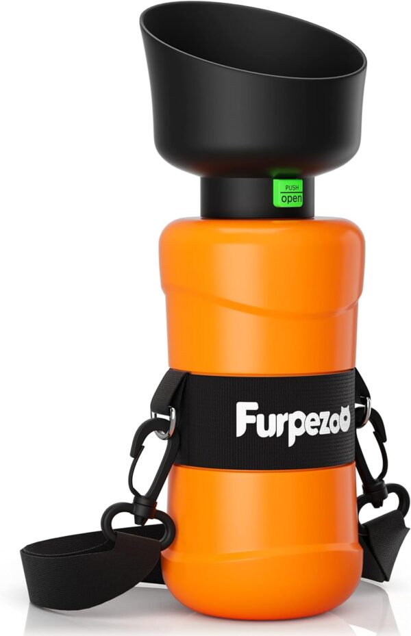 Furpezoo Dog Water Bottle, 800 ml, Water Bottles for Dogs and Cats,Lightweight Pets Dog Drinking Bottle with Foldable Silicone Water Bowl, for Outdoor Walks, Hiking, Travel, Orange