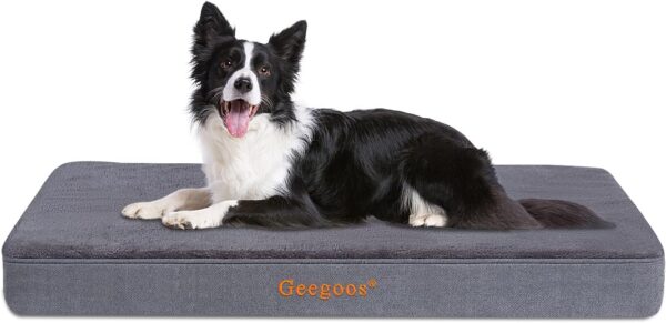 Geegoos Large Dog Bed, Memory Foam Dog Bed with Washable Removable Cover,Orthopedic Dog Bed for Large Dogs, Dog Mattress with Non-Slip Bottom Suitable for Dog Crates(89x55x7cm,Grey)