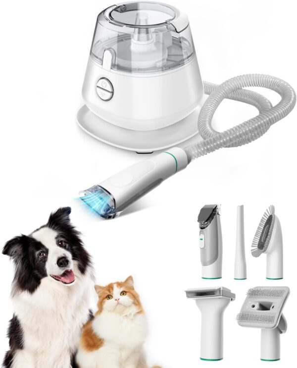 Generic Dog Grooming Kit with Vacuum, Dog Clippers, Suction 99% Pet Hair, Professional Pet Grooming Kit with 5 Proven Tools for Shedding Grooming, Cat Dog Grooming Vacuum Kit, 1.2L