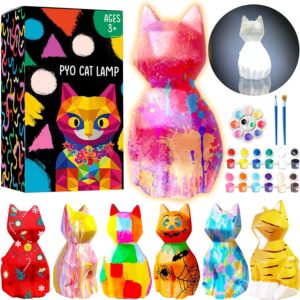 Goodyking Paint Your Own Cat Lamp Kit, DIY Cat Crafts Night Light, Painting Kit Arts & Crafts for Kids Ages 8-12, Art Supplies Birthday Easter Party for Teens Girls Boys Age 3 4 5 6 7 8+