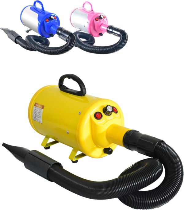 Gravitis Pet Supplies 2800w Professional Pet Hair Dryer with Hose: Powerful Blaster Dog Dryer with Variable Speed (Yellow)