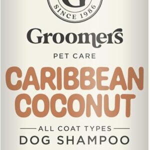 Groomers - Caribbean Coconut Dog Shampoo- Dog Grooming Shampoo products for smelly dogs with Carribean Coconut scent - best puppy & adult shampoo - Vegan pet shampoo - professional - 500ml