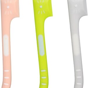 GroveEss 3 PCS Pet Food Can Spoons,Safe Silicone Food Can Spoons with Long Handle,Cute Food Mixing Spoons Pet Supplies for Pet Cat Dog Wet Food Opening Cover(Pink+Grey+Green)