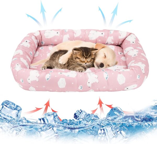 Gukasxi Pet Cooling Mats 45x40cm Pet Self Cooling Pad, Dog Cat Cooling Bed Mats, Washable Summer Pet Pad Blanket, Breathable Ice Silk Pet Cooling Pad, Pet Cool Mat for Cat Kitten Dog