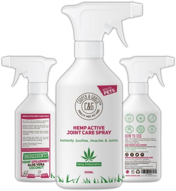 Hemp Active Joint Care Spray | Instant Soothes Muscle & Joint | Quick Absorb | 100% Cruelty Free Vet Recommended | Best For Dogs And Horses | Amazing Essential Oil Embrocation