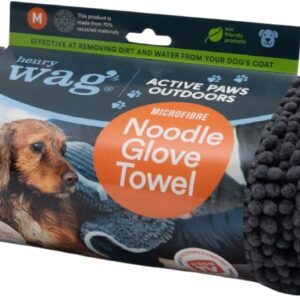 Henry Wag Pet Noodle Glove Towel - Soft & Highly Absorbent Microfibre, Muddy Pet Accessories, Quick Drying - Designed for Dogs - GRS Recycled Polyester (80cm X 35cm)