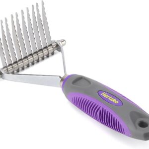 Hertzko Dog Rake for Grooming - Efficient Undercoat Brush for Dogs & Cats, Dematting Comb for Shedding, Deshedding Tool, Rake Brush for Enhanced Pet Care, Dog Brush for Removing Matted or Knotted Hair