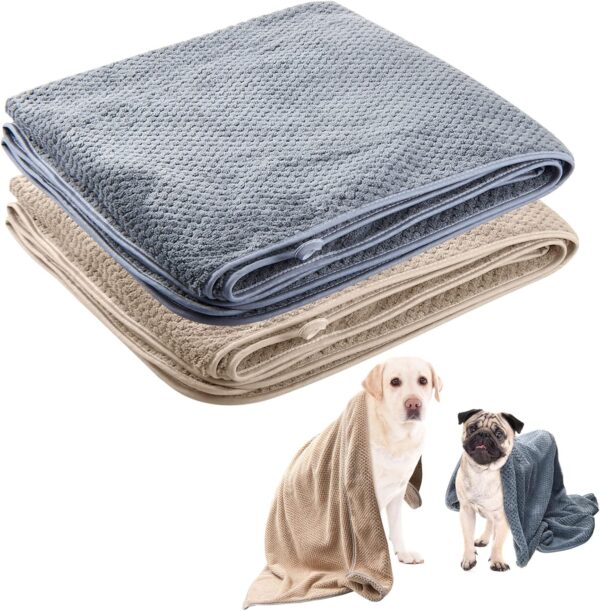 Hestya 2 Pcs Dog Towels Extra Large 140 x 70 cm Microfibre Dog Towels for Drying Dogs Absorbent Dog Towel Dog Drying Towels Big Pet Towels for Puppy Grooming Shower Bath Supplies