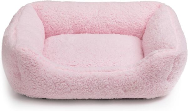 Hollypet Cat Bed Sherpa Fleece Small Dog Bed Pet Bed for Cats and Puppy, Soft Pet Sleeping Bed Breathable Pet Cushion, Light Pink(55 * 45 * 15cm)