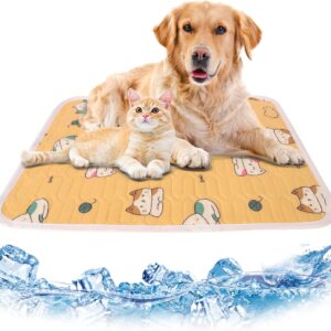 Iridsmole Cat Cooling Mats, Pet Cooling Pad for Dogs Cats, 40 x 50cm Pet Self Cooling Mat for Hot Summer, Washable Ice Silk Dog Cooling Mat, Keep Cool Puppy Sleeping Bed for Small Medium Cat Dog (M)