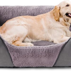 JOEJOY Extra Large Dog Bed Grey, XL Dog Bed Washable with Waterproof, No Dust and No Odor Fluff, Dog Beds Extra Large for Labrador, Golden Retriever, 89x64x23cm