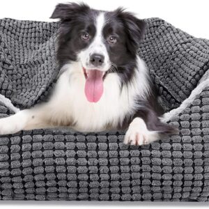 JOEJOY Rectangle XL Dog Bed Warm Hooded Dog Bed, Luxury Super Soft Pet Cave Bed Washable, Fits Up To 20/30/40/60lbs Pets