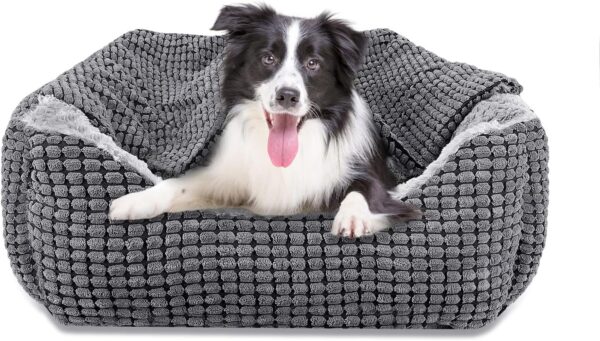 JOEJOY Rectangle XL Dog Bed Warm Hooded Dog Bed, Luxury Super Soft Pet Cave Bed Washable, Fits Up To 20/30/40/60lbs Pets