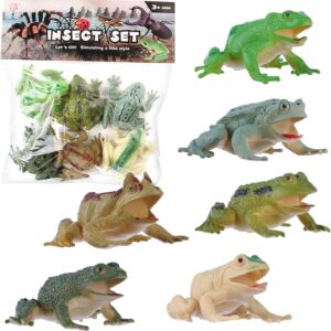 JOKFEICE Animal Figures 6pcs Realistic Frog Action Model Science Project, Learning Educational Toys, Birthday Gift, Cake Topper for Kids