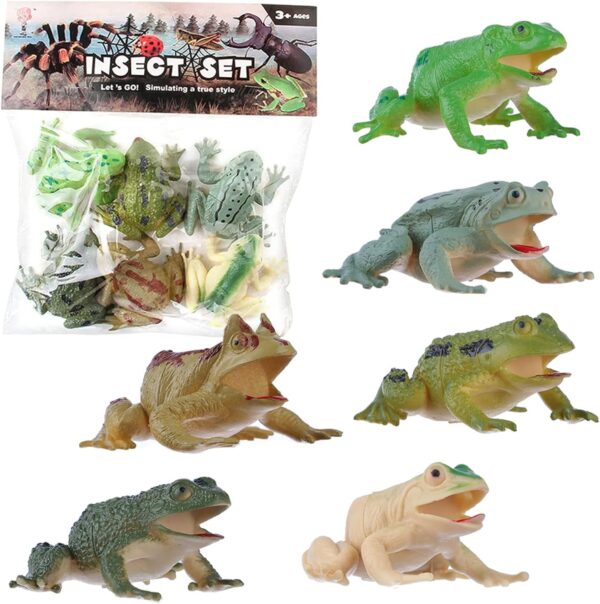 JOKFEICE Animal Figures 6pcs Realistic Frog Action Model Science Project, Learning Educational Toys, Birthday Gift, Cake Topper for Kids