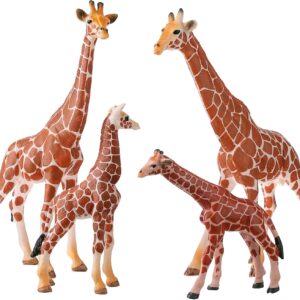 JOKFEICE Wild Animal Figures - 4pcs Realistic Giraffe Family Action Model - Early Educational Toy, Birthday Cupcake Topper Gift for Boys and Girls…