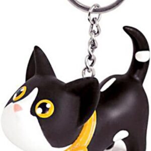 JOYJULY Cat Kitten Keyrings Chain Kawaii Adorable Bag Pendant Toy Lovers Kids Key Chains (Black + White)