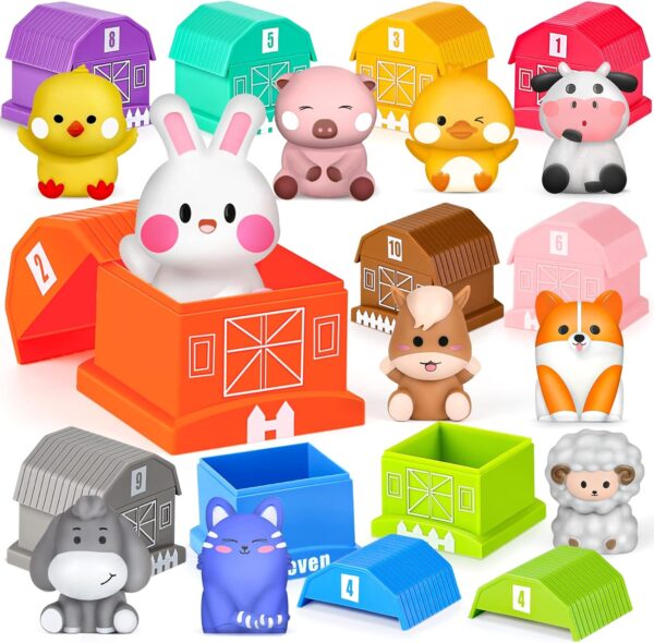 Joyreal Farm Animals Toys for 3 4 5 Year Olds - Toddler Learning Toys Montessori Stacking Toys Educational Toys Plane Travel Toys for Toddlers Gift for Girls Boys