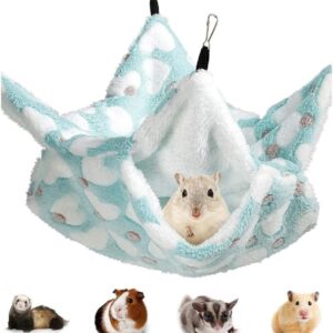 KILLIAN'S Store Small Pet Cage Hammock Hanging Bed, 2 Layer Bed Snuggle Bedding Accessories, House Toy Playing Sleeping Hide For Hamster Guinea Pig Rat Ferret (Green)