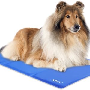 KPUY Dog Cooling Mat, X-Large Pet Cool Mat for Bed,Dog Cat Ice Mat with Self Cooling Gel,Non-Toxic Activated Gel Cooling Pad, Great for Dogs Cats to Stay Cool This Summer,Blue XL(122 * 70cm)