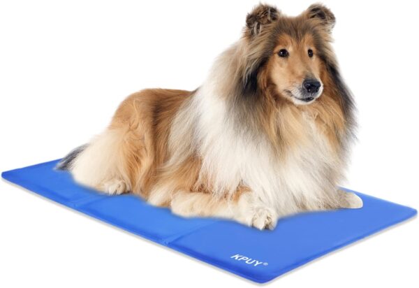 KPUY Dog Cooling Mat, X-Large Pet Cool Mat for Bed,Dog Cat Ice Mat with Self Cooling Gel,Non-Toxic Activated Gel Cooling Pad, Great for Dogs Cats to Stay Cool This Summer,Blue XL(122 * 70cm)