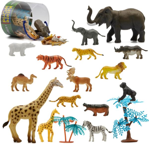 Kidow Toys 22pcs Wild Animal Set, Mini Figurines Animal Jungle For Kids, Realistic Forest Animals Toys For Kids & Accessories, Educational Animal Figures Play For Toddlers…