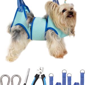 Kkiimatt Dog Pet Grooming Hammock,XXS Dog Hanging Harness for Nail Clipping, Dog Trimming Cutting Hammock, Dog Sling Holder Helper for Small Dogs, Dog Grooming Restraint Bag with Wide Strap Sewed