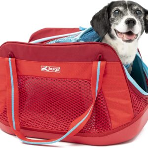 Kurgo Explorer Carrier, Carrier Bag for Small Dogs and Cats, Waterproof Bottom, Lightweight, Regular-Barn Red