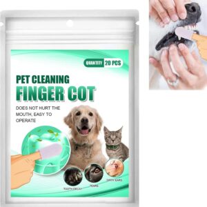 LDREAMAM Pet Care Finger Wipes,Teeth Cleaning Wipes for Pet,Pet Dental Finger Wipes,Dental Care Finger Pads for Pet,Finger Wipes for Dogs Teeth,One-time Gentle Cleaning and Removal of Plaque 20pcs