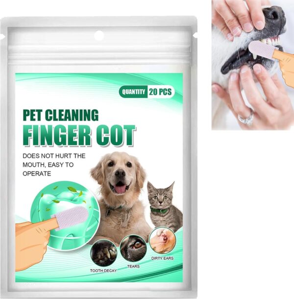 LDREAMAM Pet Care Finger Wipes,Teeth Cleaning Wipes for Pet,Pet Dental Finger Wipes,Dental Care Finger Pads for Pet,Finger Wipes for Dogs Teeth,One-time Gentle Cleaning and Removal of Plaque 20pcs