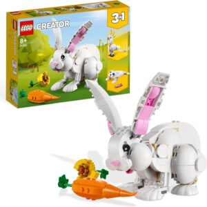 LEGO 31133 Creator 3in1 White Rabbit Animal Toy Building Set, Bunny to Seal and Parrot Figures, Bricks Construction Toys for Kids Aged 8 Plus Years Old