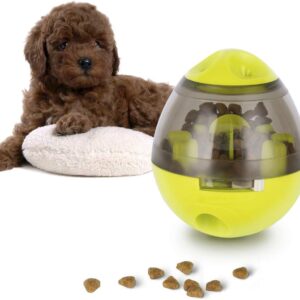 Lesfit Dog Food Ball, Pet Food Dispenser Toys IQ Treat Interactive Feeder Balls Smart Puzzle Toy for Dogs and Cats (Green)