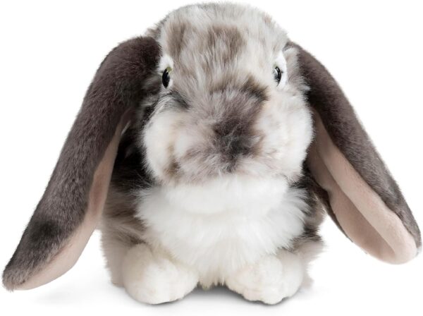 Living Nature Grey Dutch Lop Eared Rabbit Stuffed Animal Plush Toy | Fluffy Soft Toy Gift for Kids | Boys and Girls Doll | Naturli Eco-Friendly | 26 cm