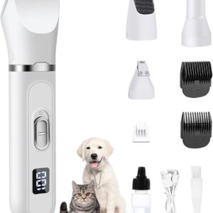 Lovcoyo Dog Clippers, Safe Low Noise Dog Grooming Kit, Rechargeable Cordless Quiet Dog Grooming Clippers for Cats and Other Pets, Dog Clippers