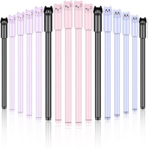 Lucywey 24 Pcs Black Gel Pens 0.5 mm Cartoon Cute Cat Gel Pen Ink Rollerball Pens Set Novelty Gel Pens for School Office Supplies for Kids Adults Students Stationery School Office