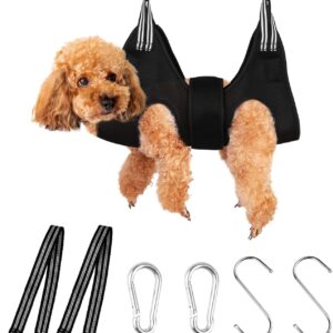 Lurowo Upgraded Pet Grooming Hammock, Dog Grooming Harness Kit with Adjustable Velcro, Grooming Kit for Dog Cat Bathing, Grooming, Nail Trimming, Claw Care (S, Black)