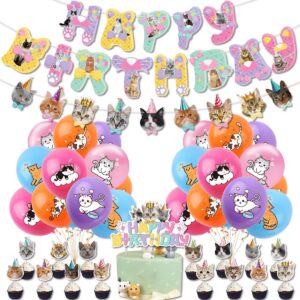 MAIGO 40pcs Cat Cake Topper - Cat Birthday Party Supplies Cat Party Decorations For Kids Cat Birthday Cake Decorations Girl Cat Theme Cat Balloons Birthday Party Decoration Supplies Pet Birthday Cake