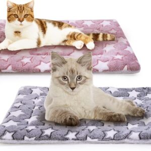 MICOOYO 2Pcs Dog Crate Bed Mattress - Fleece Pet Cushion Bed Mat, Washable Cat Cushion Pad for Small Dog Cat Puppy (S)