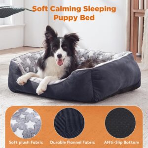 MIXJOY Extra Large Dog Bed(89x63cm), Super Soft Cosy Rectangle Dog Beds, Grey Washable Pet Bed, Ideal for Golden Retriever, Labrador，German Shepherd，Samoye，Rottweiler