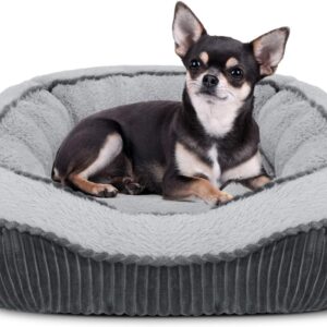 MIXJOY Small Dog Bed Washable(51x49cm), Super Soft Cosy Dog Beds Grey Pet Bed, Premium Grey Rectangle Puppy Bed for Small Medium Large Dogs, Ideal for Labrador, Chihuahua, Springer Spaniel, etc