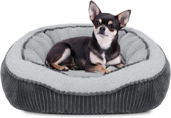 MIXJOY Small Dog Bed Washable(51x49cm), Super Soft Cosy Dog Beds Grey Pet Bed, Premium Grey Rectangle Puppy Bed for Small Medium Large Dogs, Ideal for Labrador, Chihuahua, Springer Spaniel, etc