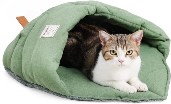 MOLEDINO Cat Sleeping Bag Soft Warming Durable Fabric Pet Calming Bed, Cute Cats Bed Washable Covered Indoor Cozy Dog Bed, Cat Cave Bed for Cats Puppy Rabbit Kitty Anti-Slip Large Cat Pocket Bed