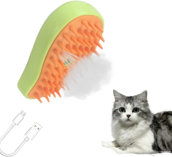 MOUOGO Cat Steamer Brush, Pet Hair Removal Brush, 3 in 1 Cat Steaming Brush, Pet Supplies for Small Dog Hair Brush