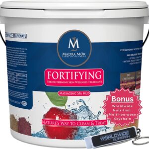 Madra Mor Dog Essentials Fortifying Spa Mud | Dog Wash | Dog Grooming | Dry Skin for Dogs Treatment | Dog Bath | Dog Coat Skin Care Products | 7.5lb Pail w Worldwide Nutrition Multi Purpose Key Chain