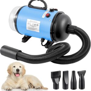 Memows Dog Hair Dryer, 2800W Dog Blaster Dryer, Pet Grooming Hair Dryer, Stepless Speed Pet Dryer Dog Blower and Dog Grooming Vacuum with 4 Different Nozzles, Low Noise Hair Dryer for Dogs Cats Pets